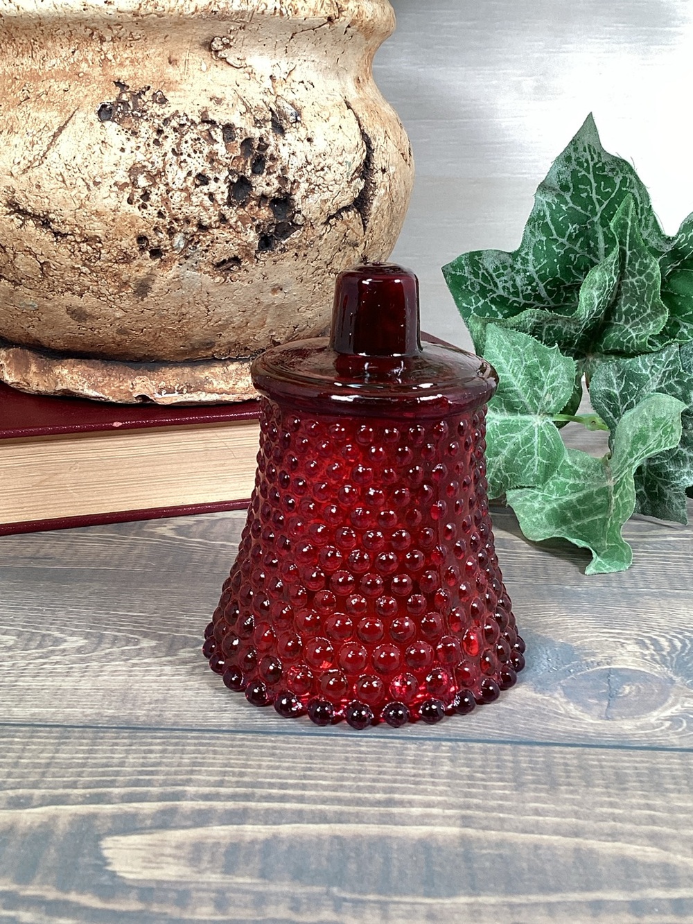 Ruby Red Hobnail Glass Votive Peg Cup Candle Holder Vtg Factory Production Error